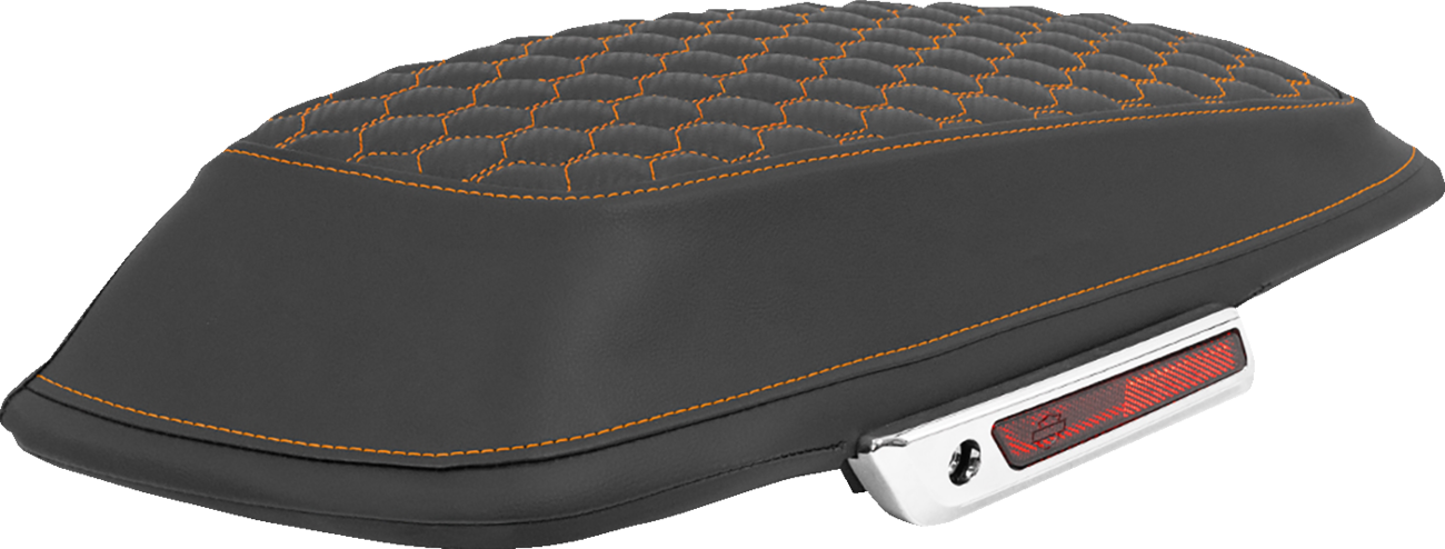 SADDLEMEN Saddlebag Lid Covers - Honeycomb - Orange Stitch - FLT/FLH '14-'25