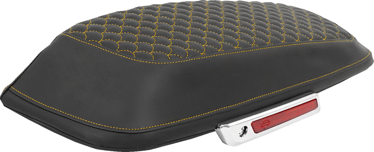 SADDLEMEN Saddlebag Lid Covers - Dragon Scale - Gold Stitch - FLH/FLT '14-'25