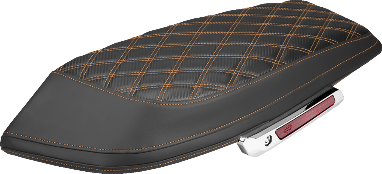 SADDLEMEN Saddlebag Lid Covers - Lattice - Carbon Fiber - Orange Stitch - FLH/FLT '23-'26