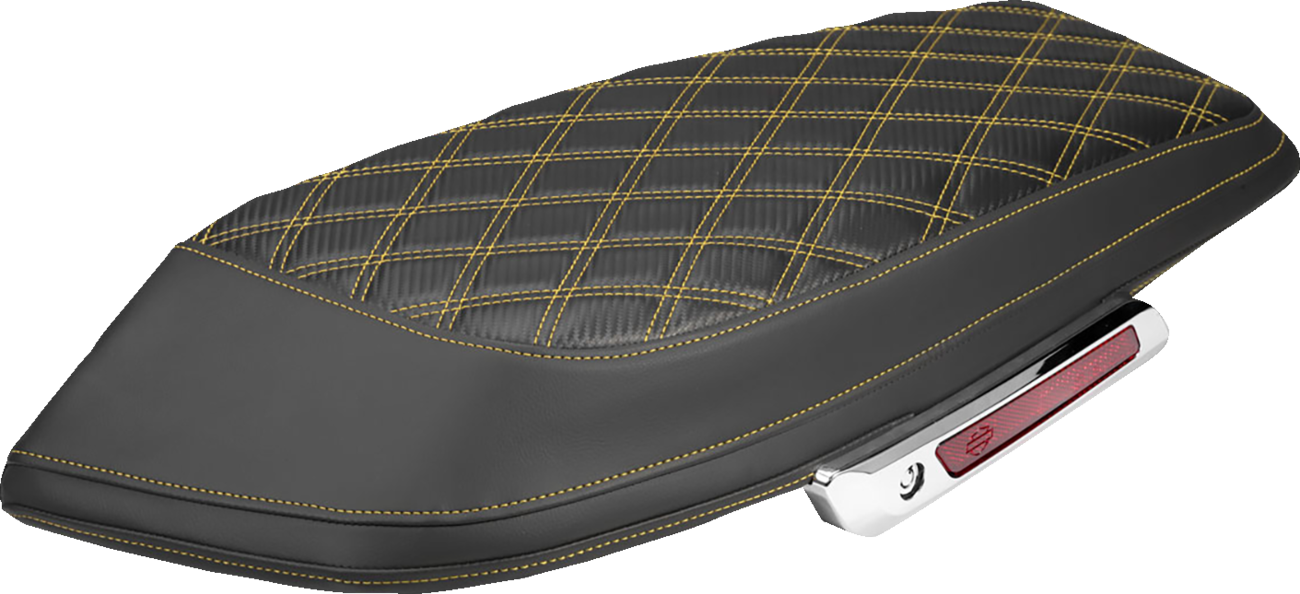 SADDLEMEN Saddlebag Lid Covers - Lattice - Carbon Fiber - Gold Stitch - FLH/FLT '23-'26