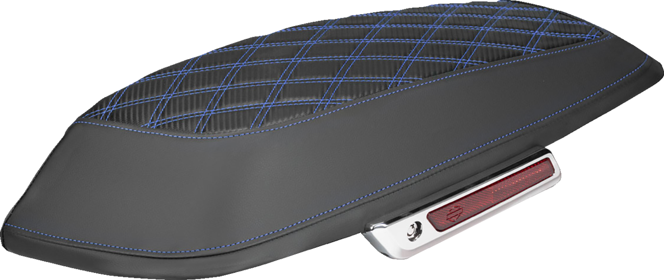 SADDLEMEN Saddlebag Lid Covers - Lattice - Carbon Fiber - Blue Stitch - FLH/FLT '14-'24