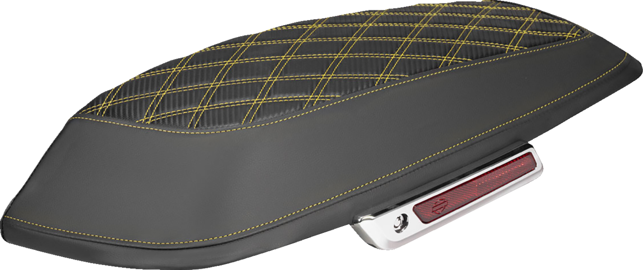 SADDLEMEN Saddlebag Lid Covers - Lattice - Carbon Fiber - Gold Stitch - FLH/FLT '14-'24