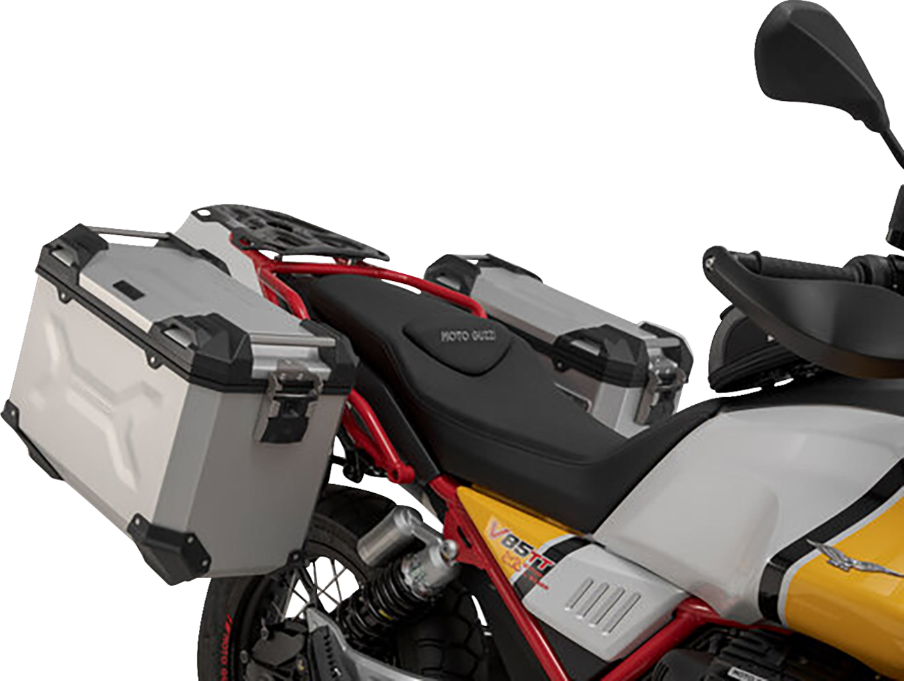 TRAX ADV Aluminum Case System - Silver - Moto Guzzi V85 TT '19-'24 (1)