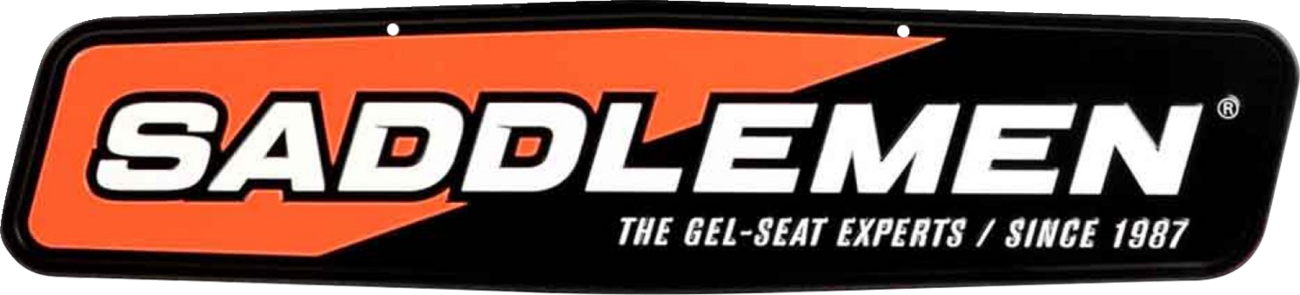 SADDLEMEN Metal Sign - 24" x 5-1/2" - Black/Orange