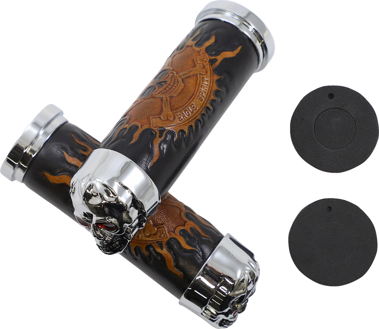 Drag Specialties Chr Skull W/red Eyes Grips