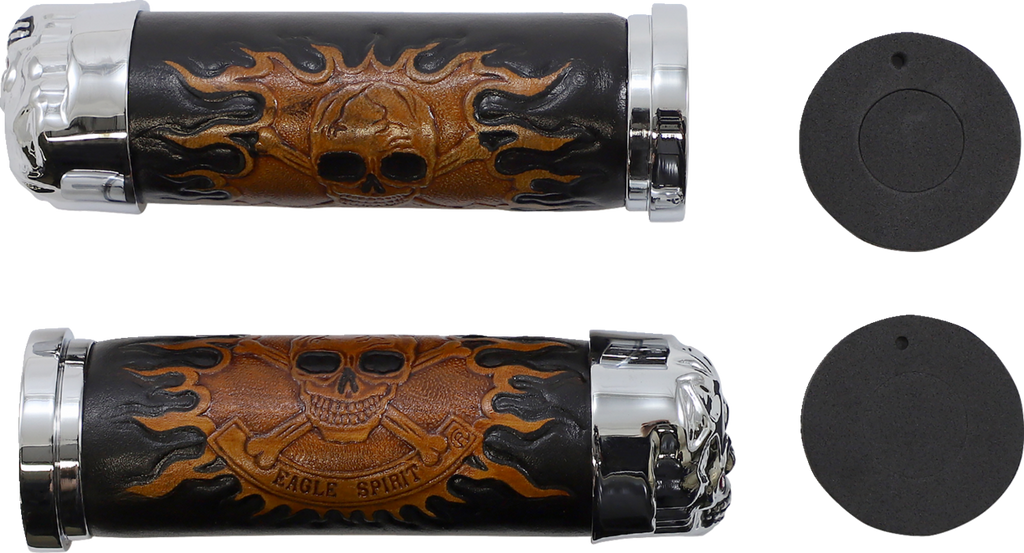 Drag Specialties Chr Skull W/red Eyes Grips