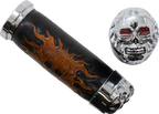 Drag Specialties Chr Skull W/red Eyes Grips