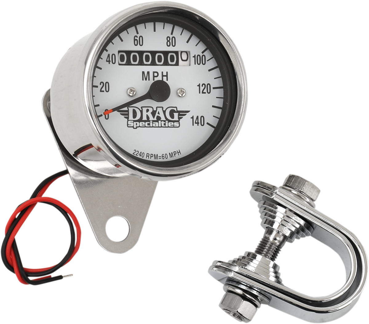 Drag Specialties 2240:60 White Face Speedo