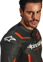 Alpinestars GP Force v2 Airflow Leather Jacket - Black/Red Fluo