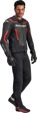 Alpinestars GP Force v2 Airflow Leather Jacket - Black/Red Fluo
