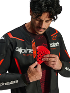 Alpinestars GP Force v2 Airflow Leather Jacket - Black/Red Fluo