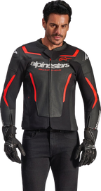 Alpinestars GP Force v2 Airflow Leather Jacket - Black/Red Fluo