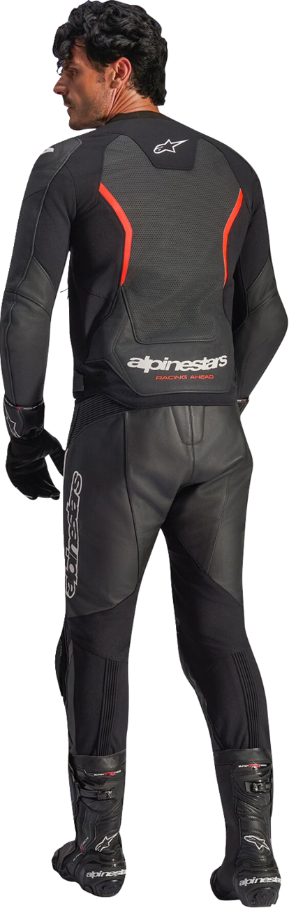 Alpinestars GP Force v2 Airflow Leather Jacket - Black/Red Fluo