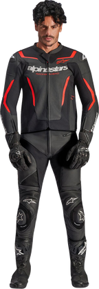 Alpinestars GP Force v2 Airflow Leather Jacket - Black/Red Fluo