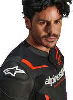 Alpinestars GP Force v2 Airflow Leather Jacket - Black/Red Fluo