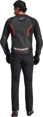 Alpinestars GP Force v2 Airflow Leather Jacket - Black/Red Fluo