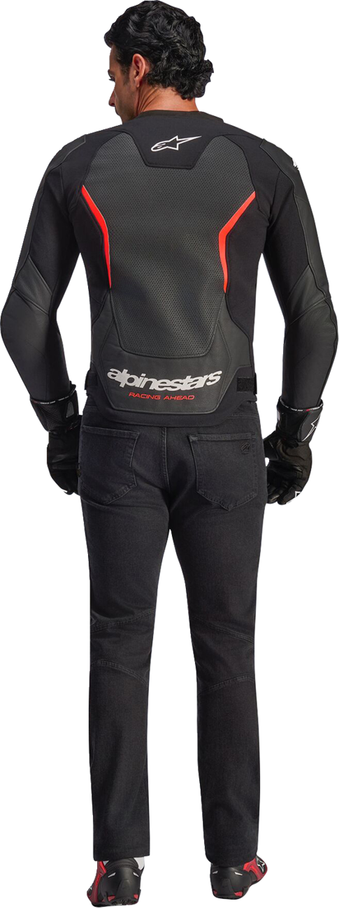 Alpinestars GP Force v2 Airflow Leather Jacket - Black/Red Fluo