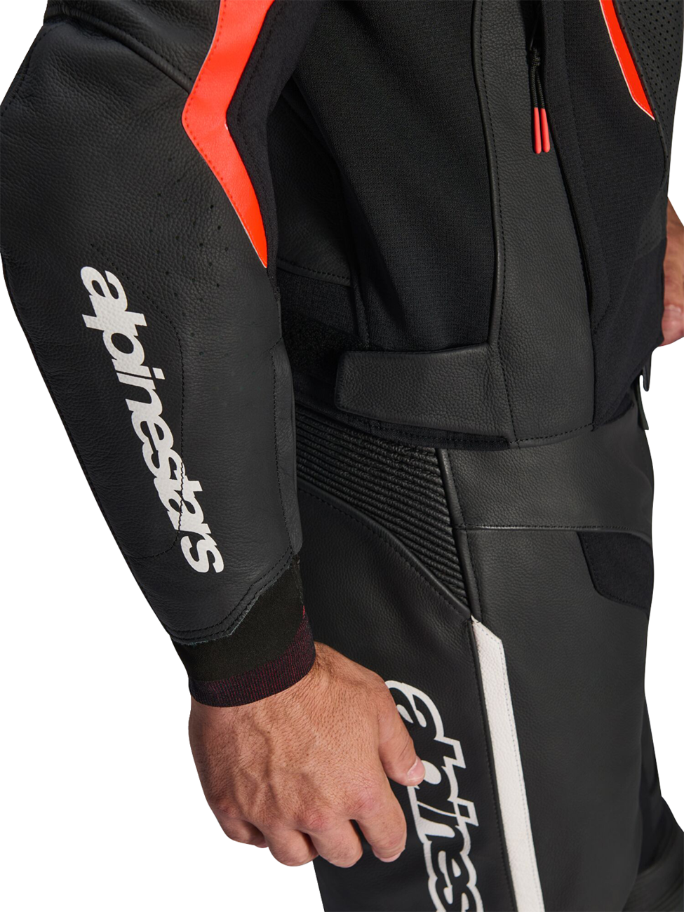 Alpinestars GP Force v2 Airflow Leather Jacket - Black/Red Fluo