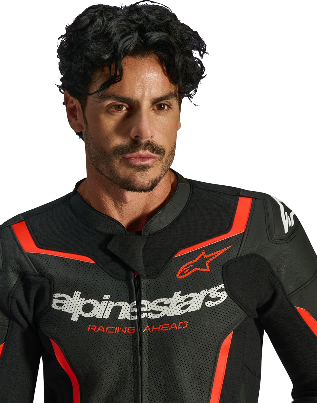 Alpinestars GP Force v2 Airflow Leather Jacket - Black/Red Fluo