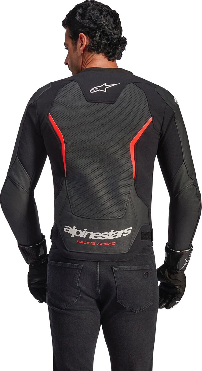 Alpinestars GP Force v2 Airflow Leather Jacket - Black/Red Fluo