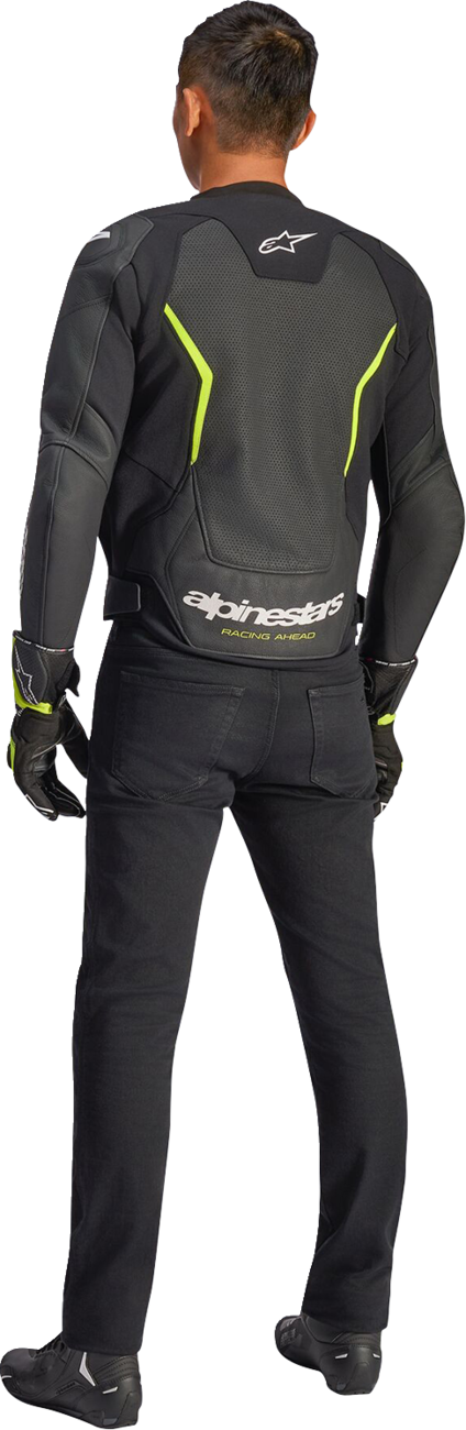 Alpinestars GP Force v2 Airflow Leather Jacket - Black/Yellow Fluo
