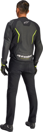 Alpinestars GP Force v2 Airflow Leather Jacket - Black/Yellow Fluo