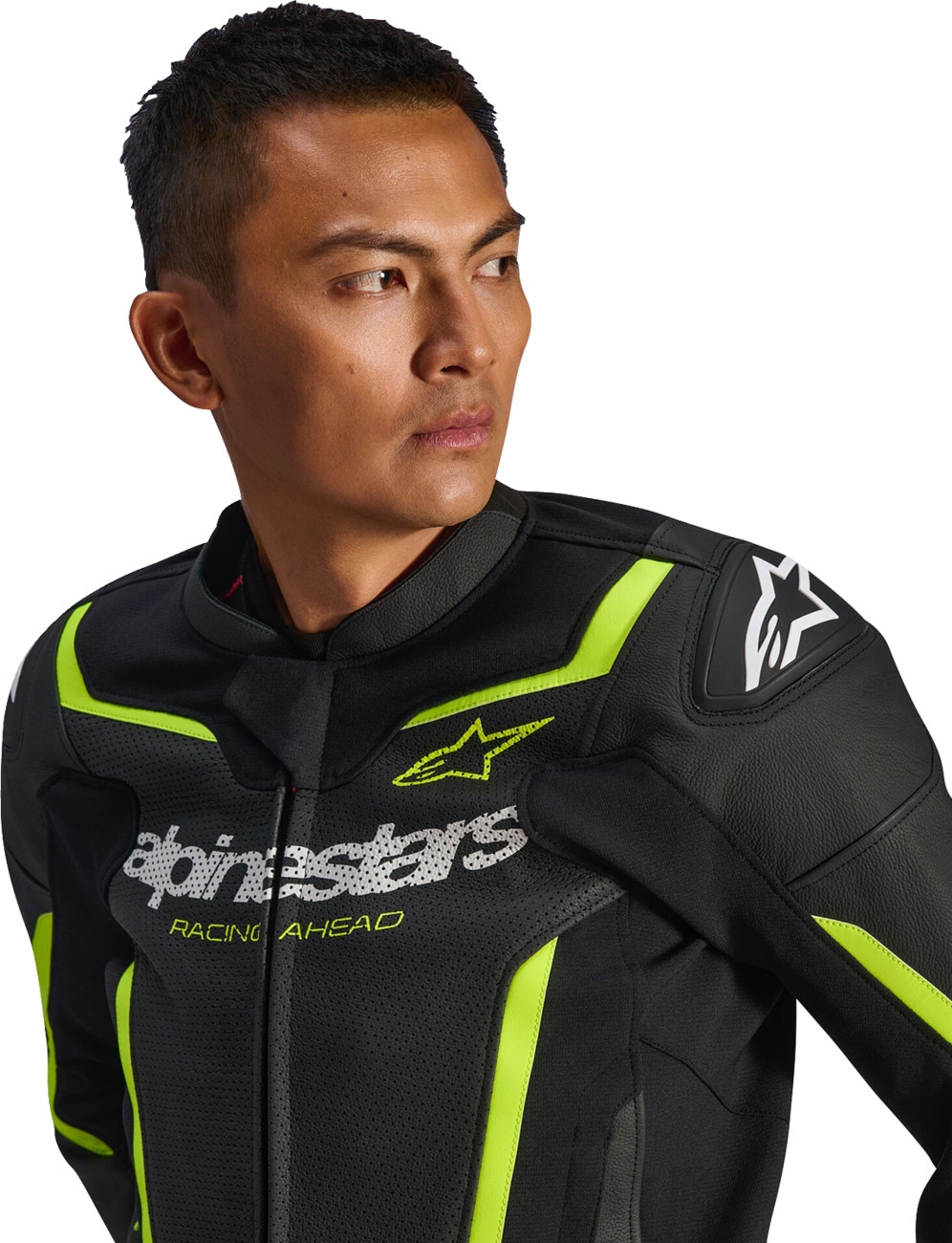 Alpinestars GP Force v2 Airflow Leather Jacket - Black/Yellow Fluo