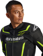 Alpinestars GP Force v2 Airflow Leather Jacket - Black/Yellow Fluo