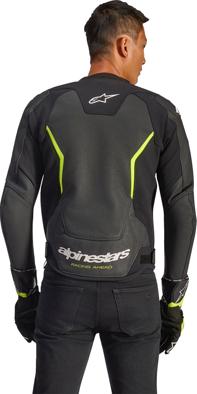 Alpinestars GP Force v2 Airflow Leather Jacket - Black/Yellow Fluo
