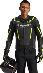 Alpinestars GP Force v2 Airflow Leather Jacket - Black/Yellow Fluo