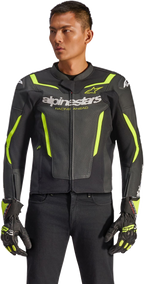 Alpinestars GP Force v2 Airflow Leather Jacket - Black/Yellow Fluo