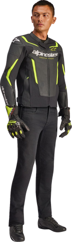Alpinestars GP Force v2 Airflow Leather Jacket - Black/Yellow Fluo