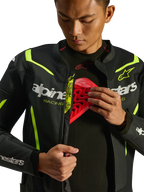 Alpinestars GP Force v2 Airflow Leather Jacket - Black/Yellow Fluo