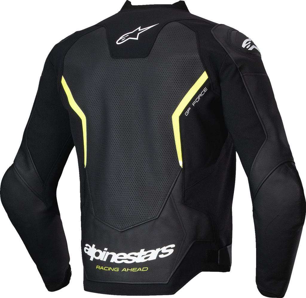 Alpinestars GP Force v2 Airflow Leather Jacket - Black/Yellow Fluo
