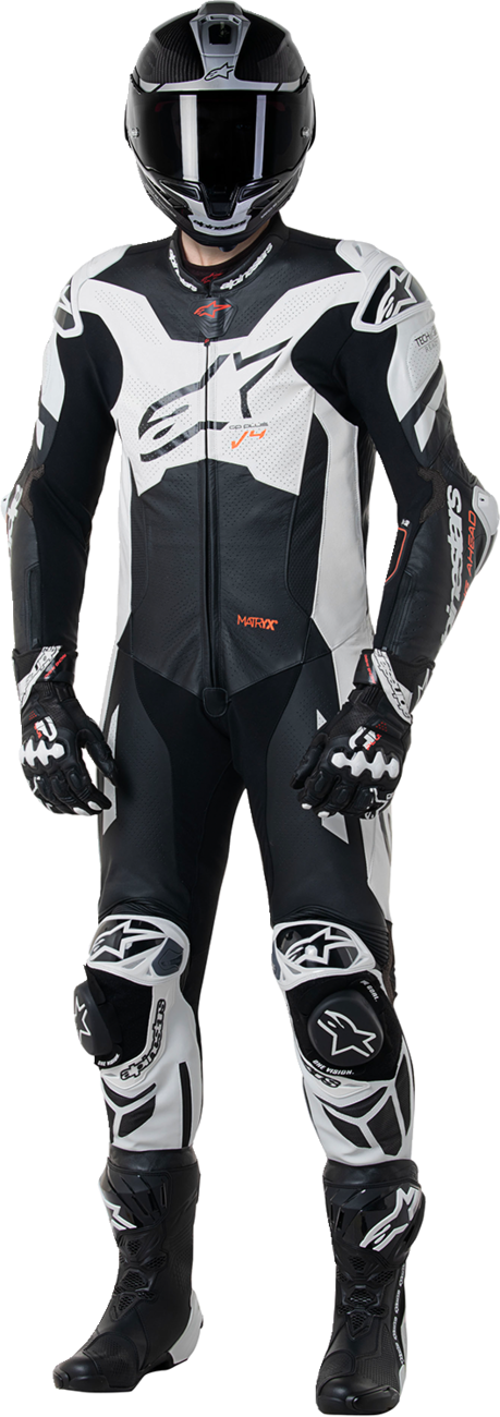Alpinestars GP Plus v4 Sprint 1-Piece Leather Suit - Black/Red Fluo/White