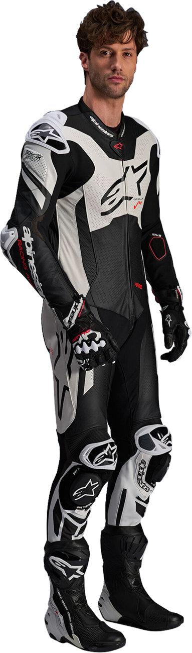 Alpinestars GP Plus v4 Sprint 1-Piece Leather Suit - Black/Red Fluo/White