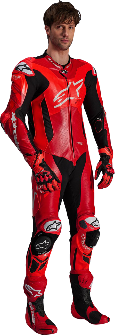 Alpinestars GP Plus v4 Sprint 1-Piece Leather Suit - Red Fluo/Mid Red/White