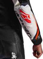 Alpinestars GP Tech v5 1-Piece Leather Suit - Black/White/Red Fluo