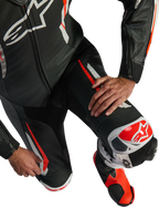 Alpinestars GP Tech v5 1-Piece Leather Suit - Black/White/Red Fluo