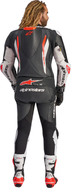 Alpinestars GP Tech v5 1-Piece Leather Suit - Black/White/Red Fluo