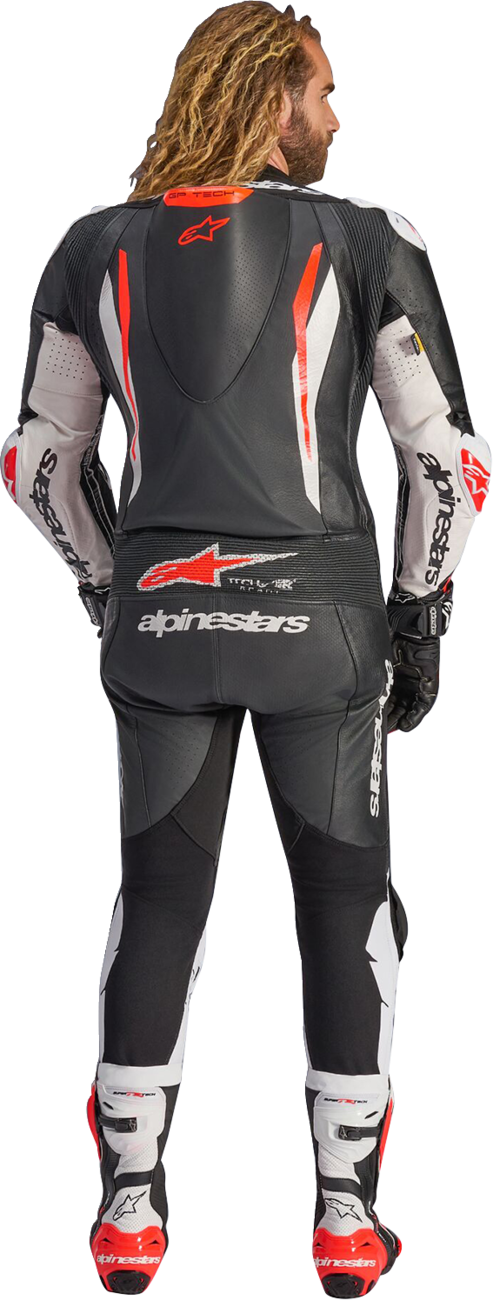 Alpinestars GP Tech v5 1-Piece Leather Suit - Black/White/Red Fluo