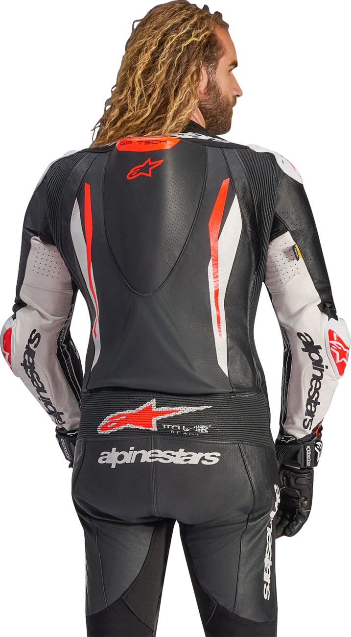 Alpinestars GP Tech v5 1-Piece Leather Suit - Black/White/Red Fluo