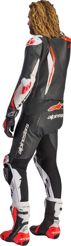 Alpinestars GP Tech v5 1-Piece Leather Suit - Black/White/Red Fluo
