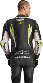 Alpinestars GP Tech v5 1-Piece Leather Suit - Black/White/Yellow Fluo