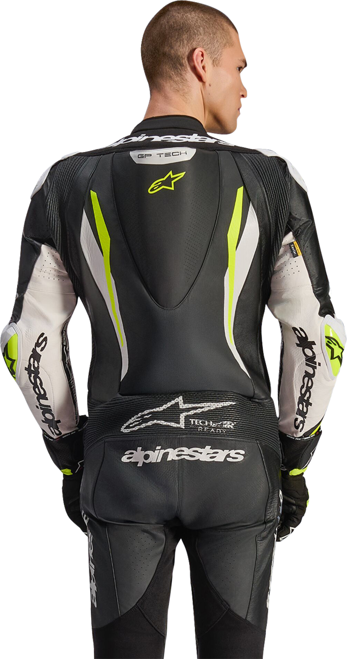 Alpinestars GP Tech v5 1-Piece Leather Suit - Black/White/Yellow Fluo