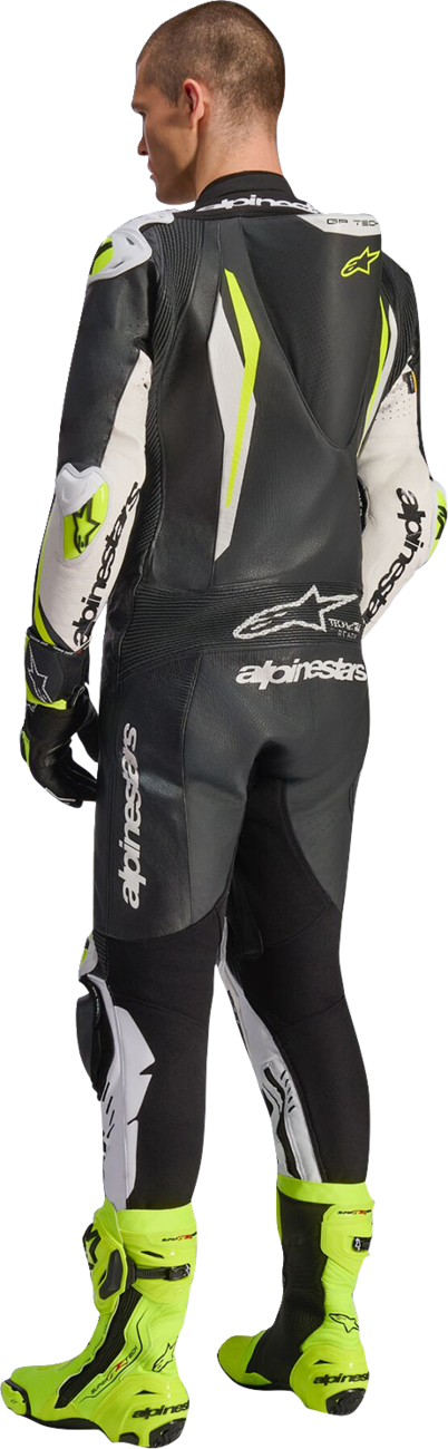 Alpinestars GP Tech v5 1-Piece Leather Suit - Black/White/Yellow Fluo