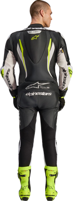 Alpinestars GP Tech v5 1-Piece Leather Suit - Black/White/Yellow Fluo