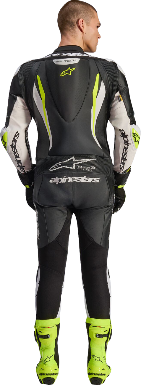 Alpinestars GP Tech v5 1-Piece Leather Suit - Black/White/Yellow Fluo