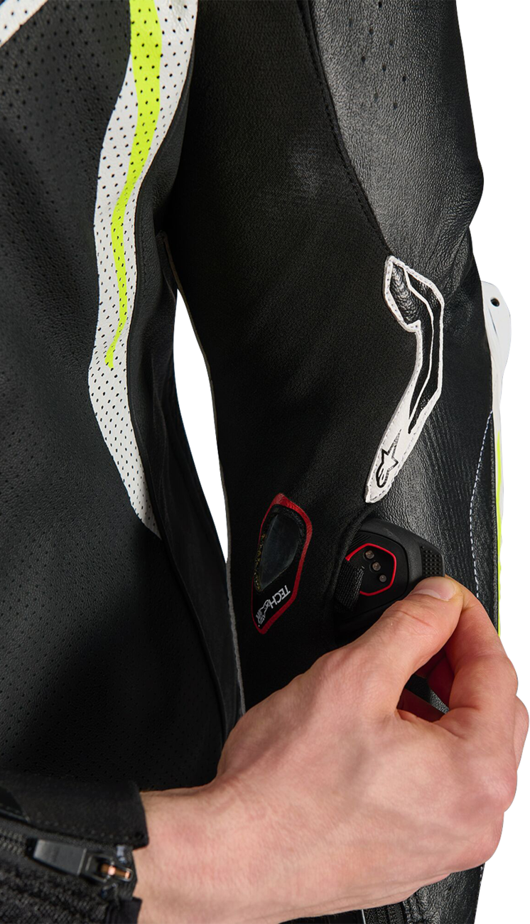Alpinestars GP Tech v5 1-Piece Leather Suit - Black/White/Yellow Fluo