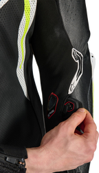 Alpinestars GP Tech v5 1-Piece Leather Suit - Black/White/Yellow Fluo